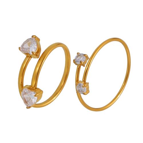 Bague en acier inoxydable Incrusté de zircon, Acier inoxydable 304, avec zircon cubique, Placage, bijoux de mode & styles différents pour le choix & pour femme, plus de couleurs à choisir, Vendu par PC