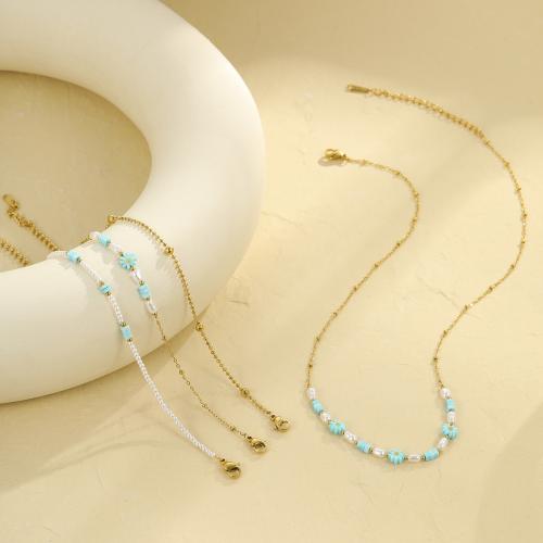 Parures de bijoux en acier inoxydable, Acier inoxydable 304, avec résine & perle de plastique, Plaqué or 18K, bijoux de mode & styles différents pour le choix & pour femme, Vendu par PC