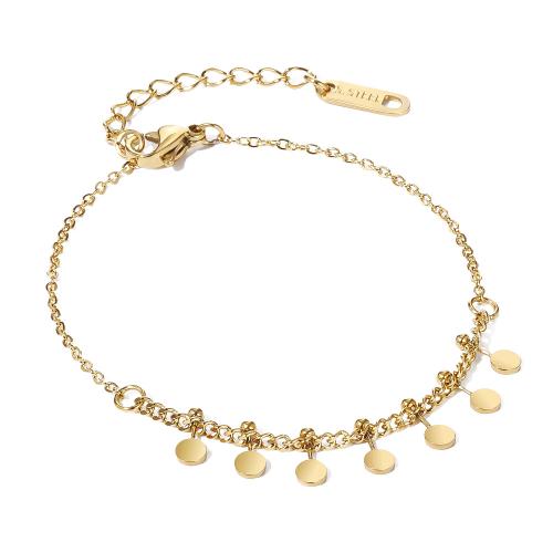 Bracelet en acier inoxydable, Acier inoxydable 304, Plaqué or 18K, bijoux de mode & styles différents pour le choix & pour femme, Vendu par PC