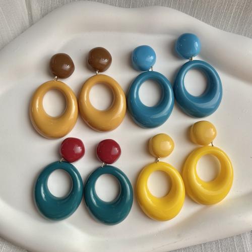 Resin Drop Earring, with Zinc Alloy, Geometrical Pattern, for woman & hollow 