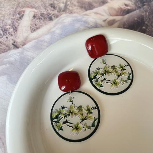 Acrylique Boucle d'oreille goutte, avec alliage de zinc, Motif géométrique, Vintage & pour femme, earring length 30-50mm, Vendu par paire