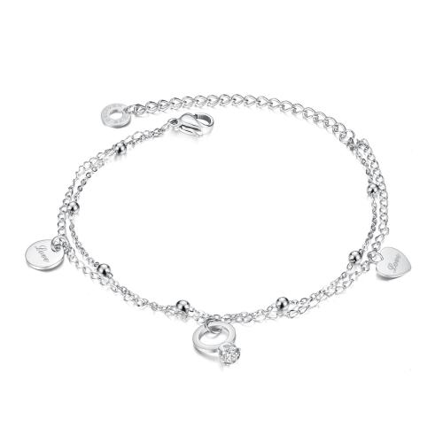 Bracelet en acier inoxydable, Acier inoxydable 304, avec zircon cubique, Placage, Double couche & bijoux de mode & pour femme, plus de couleurs à choisir, Vendu par PC