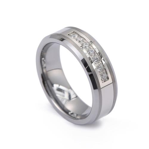 Men Tungsten Steel Ring in Bulk, with Cubic Zirconia, fashion jewelry & for man, original color mm 