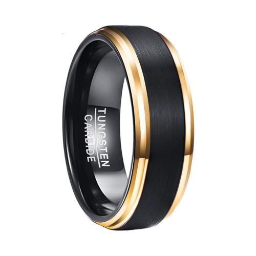 Men Tungsten Steel Ring in Bulk, Vacuum Ion Plating & for man & two tone & frosted, Width :8mm, Thickness :2.3mm. 