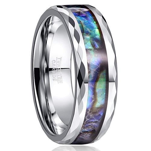 Bague en acier tungsten en vrac, Acier de tungstène, avec coquille d'ormeau, Placage, bijoux de mode & normes différentes pour le choix & pour homme, couleur originale mm, Vendu par PC