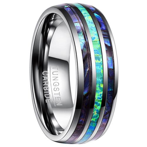 Bague en acier tungsten en vrac, Acier de tungstène, avec coquille d'ormeau, Placage, bijoux de mode & normes différentes pour le choix & pour homme, couleur originale, Vendu par PC
