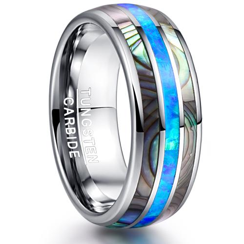 Bague en acier tungsten en vrac, Acier de tungstène, avec coquille d'ormeau & bois, Placage, bijoux de mode & normes différentes pour le choix & pour homme, couleur originale, Vendu par PC