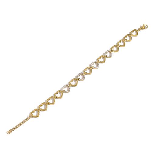 Acier inoxydable 304 bracelet, avec cristal, Plaqué or 18K, styles différents pour le choix & pour femme & creux, Vendu par PC