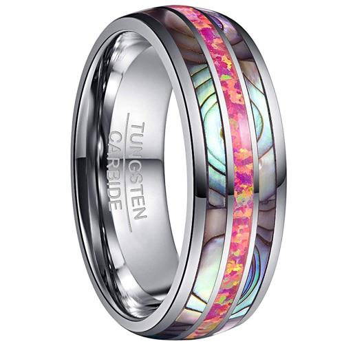 Bague en acier tungsten en vrac, Acier de tungstène, avec Opale & coquille d'ormeau, Placage, bijoux de mode & normes différentes pour le choix & pour homme, couleur originale mm, Vendu par PC