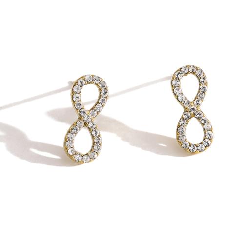 Acier inoxydable 304 boucle d oreille dormeuse, avec cristal, Placage, styles différents pour le choix & pour femme & creux, plus de couleurs à choisir, Vendu par paire