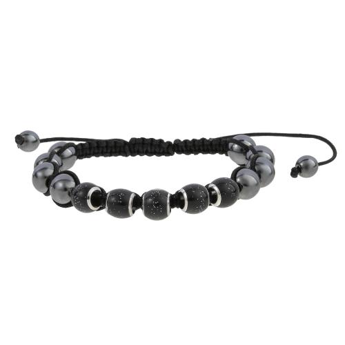 laiton bracelet, avec Hématite & Fibre de polyester, bijoux de mode & unisexe, Vendu par PC