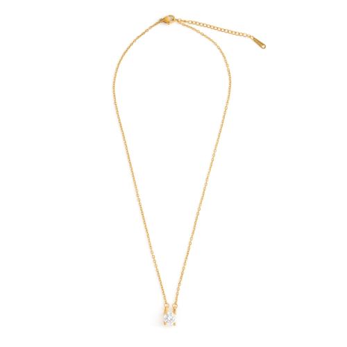 Collier de bijoux de titane, Acier titane, avec zircon cubique, Placage, bijoux de mode & pour femme, plus de couleurs à choisir Environ 41 cm, Vendu par PC