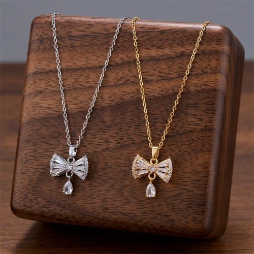 Collier de bijoux de titane, Acier titane, Placage, bijoux de mode & pavé de micro zircon & pour femme, plus de couleurs à choisir, Vendu par PC