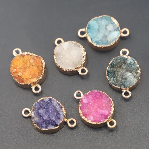 Ice Quartz Agate Connector, with Brass, Round, DIY & 1/1 loop 