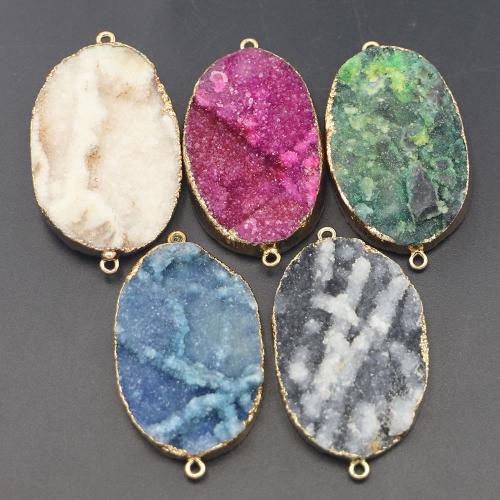 Ice Quartz Agate Connector, with Brass, Round, DIY & 1/1 loop 