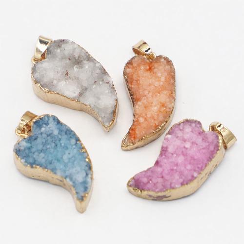 Ice Quartz Agate Pendant, with Brass, Heart, DIY [