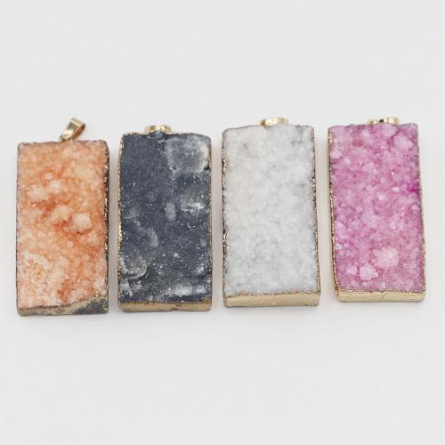 Ice Quartz Agate Pendant, with Brass, Square, DIY [