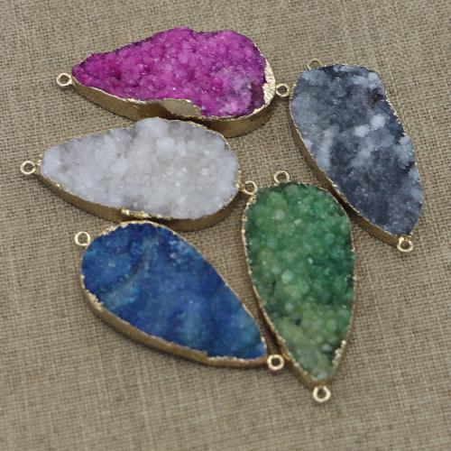 Ice Quartz Agate Connector, with Brass, irregular, DIY & 1/1 loop 