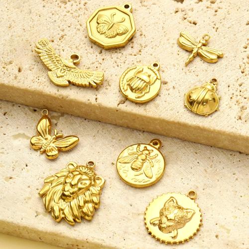 Titanium Steel Pendants, Animal, gold color plated, DIY, golden 