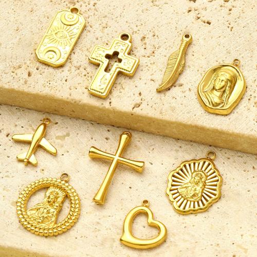 Titanium Steel Pendants, gold color plated, DIY, golden 