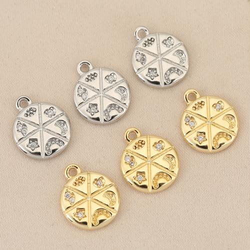 Cubique Pendentif en laiton zircon pavent, Rond, Placage, DIY & pavé de micro zircon, plus de couleurs à choisir Vendu par sac