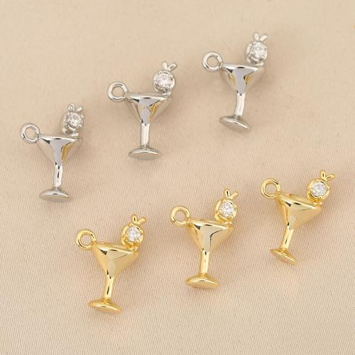 Cubique Pendentif en laiton zircon pavent, tasse, Placage, DIY & pavé de micro zircon, plus de couleurs à choisir Vendu par sac