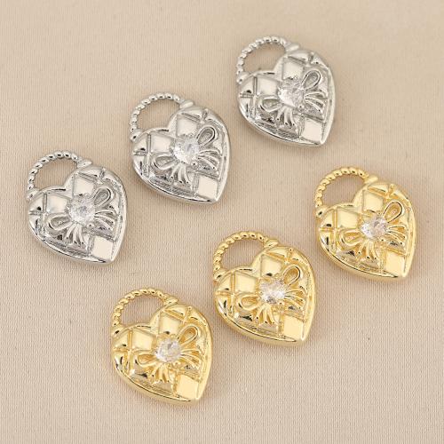 Cubique Pendentif en laiton zircon pavent, coeur, Placage, DIY & pavé de micro zircon, plus de couleurs à choisir Vendu par sac