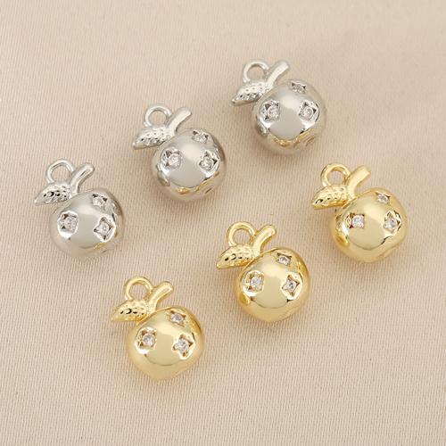 Cubique Pendentif en laiton zircon pavent, pomme, Placage, DIY & pavé de micro zircon, plus de couleurs à choisir Vendu par sac