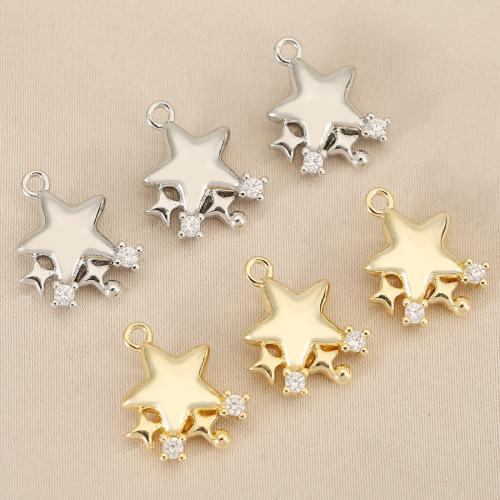 Cubique Pendentif en laiton zircon pavent, étoile, Placage, DIY & pavé de micro zircon, plus de couleurs à choisir Vendu par sac