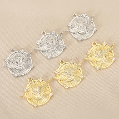 Cubique Pendentif en laiton zircon pavent, forme d'aile, Placage, DIY & pavé de micro zircon, plus de couleurs à choisir Vendu par sac