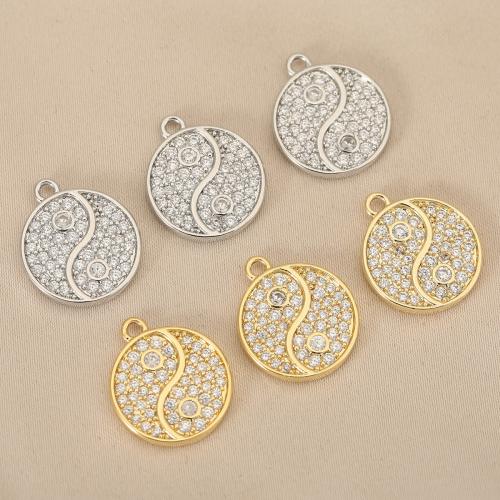 Cubique Pendentif en laiton zircon pavent, Rond, Placage, DIY & pavé de micro zircon, plus de couleurs à choisir Vendu par sac