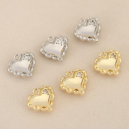 Pendentifs de coeur en laiton, Placage, DIY & pavé de micro zircon, plus de couleurs à choisir Vendu par sac
