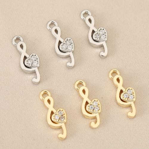 Cubique Pendentif en laiton zircon pavent, note de musique, Placage, DIY & pavé de micro zircon, plus de couleurs à choisir Vendu par sac