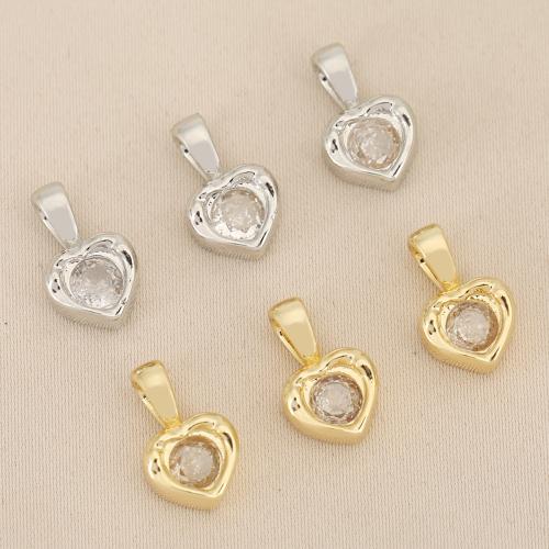 Cubique Pendentif en laiton zircon pavent, coeur, Placage, DIY & pavé de micro zircon, plus de couleurs à choisir Vendu par sac