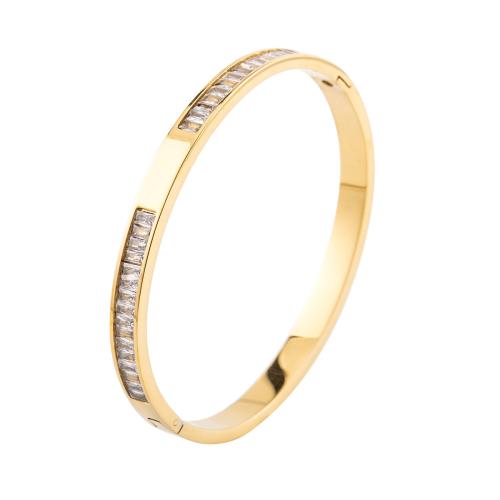 Acier inoxydable 304 bracelet ordinaire, Placage, pavé de micro zircon & pour femme, plus de couleurs à choisir, Diamètre inté Environ Vendu par PC