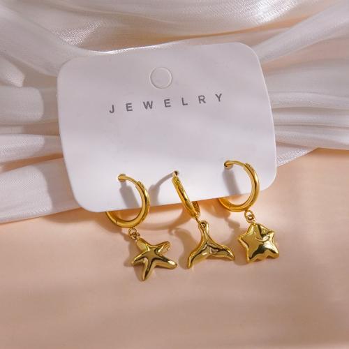 Acier inoxydable 304 Boucles d'oreilles, avec Pierre naturelle & coquille, Placage de couleur d'or, styles différents pour le choix & pavé de micro zircon & pour femme & émail, earring length 30-60mm, Vendu par fixé