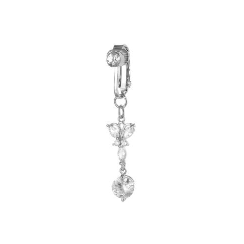 Brass Belly Ring, Butterfly, plated, Unisex & micro pave cubic zirconia, belly ring length 40-60mm 