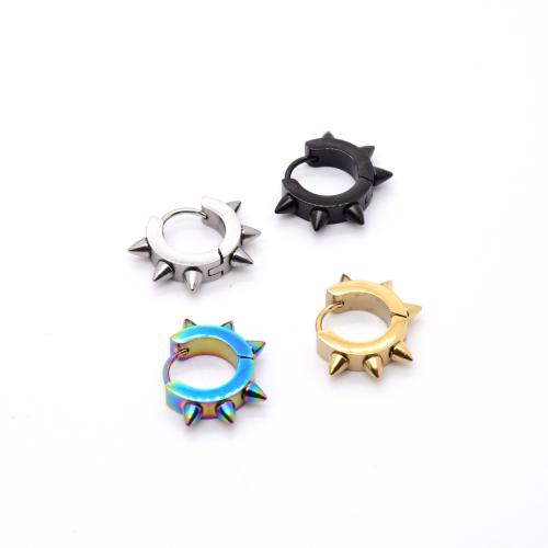 304 Stainless Steel Huggie Hoop Earring, plated, with rivet stud & Unisex 