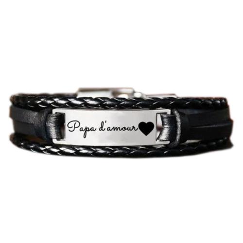 Acier titane bracelet, avec cuir PU, fait à la main, bijoux de mode & pour homme, plus de couleurs à choisir Environ 8.3 pouce, Vendu par PC