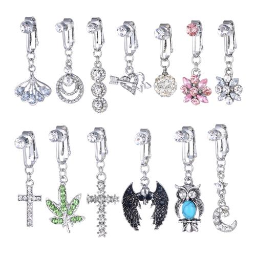 Zinc Alloy Belly Ring, platinum color plated & for man & with rhinestone, belly ring length 30-60mm 