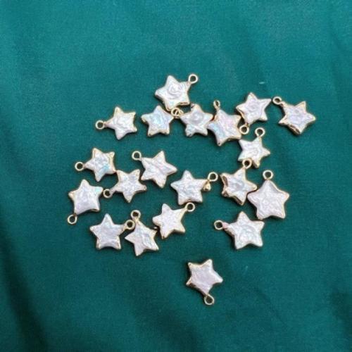 Freshwater Pearl Pendant, with Iron, Star, DIY, white 