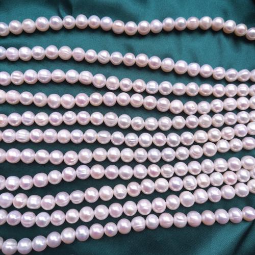 Naturel d'eau douce perles, perle d'eau douce cultivée, Légèrement rond, DIY, blanc Vendu par brin