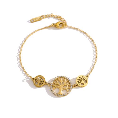 Acier inoxydable 304 bracelet, avec cristal, Placage, styles différents pour le choix & pour femme & creux, plus de couleurs à choisir, Vendu par PC