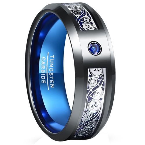 Bague en acier tungsten en vrac, Acier de tungstène, avec zircon cubique, Placage, bijoux de mode & normes différentes pour le choix & pour homme mm, Vendu par PC
