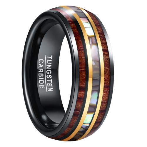 Bague en acier tungsten en vrac, Acier de tungstène, avec Opale & bois, Placage, bijoux de mode & normes différentes pour le choix & pour homme, noire mm, Vendu par PC