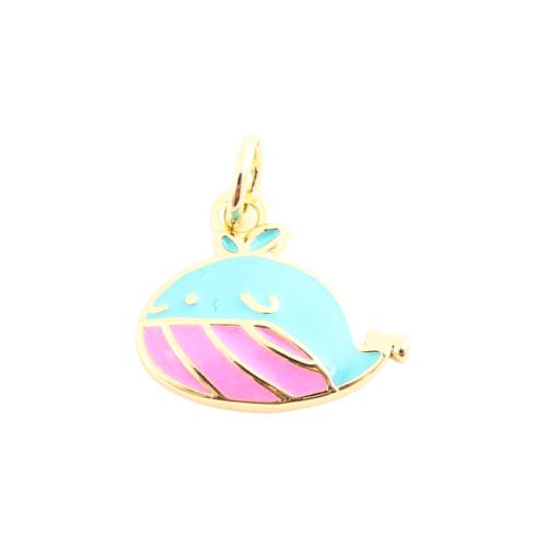 Pendentifs de Émail laiton , Baleine, DIY & émail, doré Vendu par PC