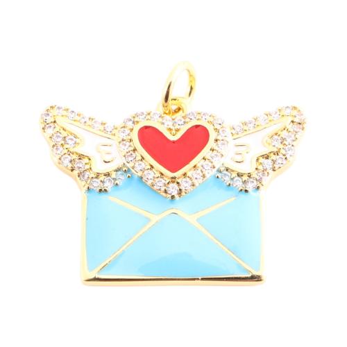 Cubique Pendentif en laiton zircon pavent, DIY & pavé de micro zircon & émail, doré Vendu par PC