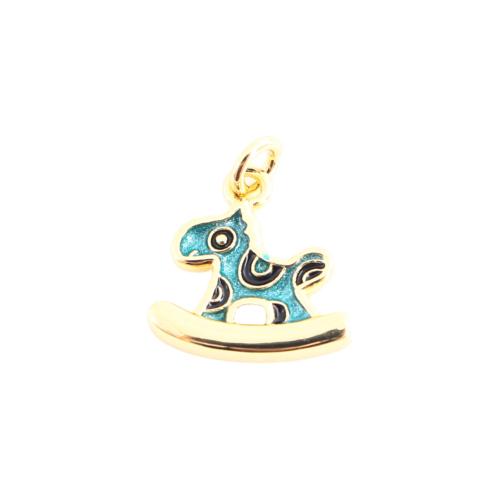 Pendentifs de Émail laiton , cheval à bascule, DIY & émail, doré Vendu par PC