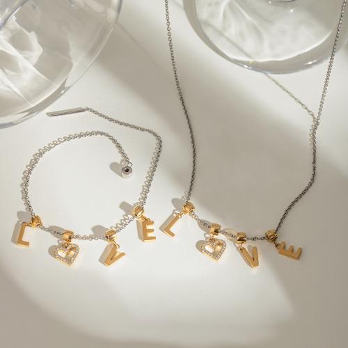 Bijoux strass en acier inoxydable Set, Acier inoxydable 304, Placage, styles différents pour le choix & pour femme & avec strass & deux tons, Vendu par PC