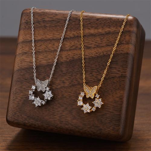 Collier de bijoux de titane, Acier titane, avec zircon cubique, Placage, bijoux de mode & pour femme, plus de couleurs à choisir, Vendu par PC